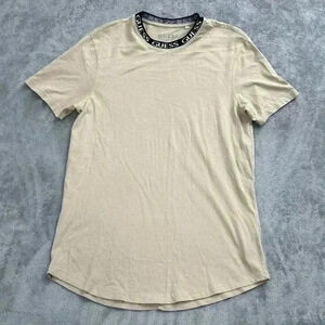 Guess Shirt Mens Small Beige Ronnie Logo Crewneck Tee Casual Cotton Preppy